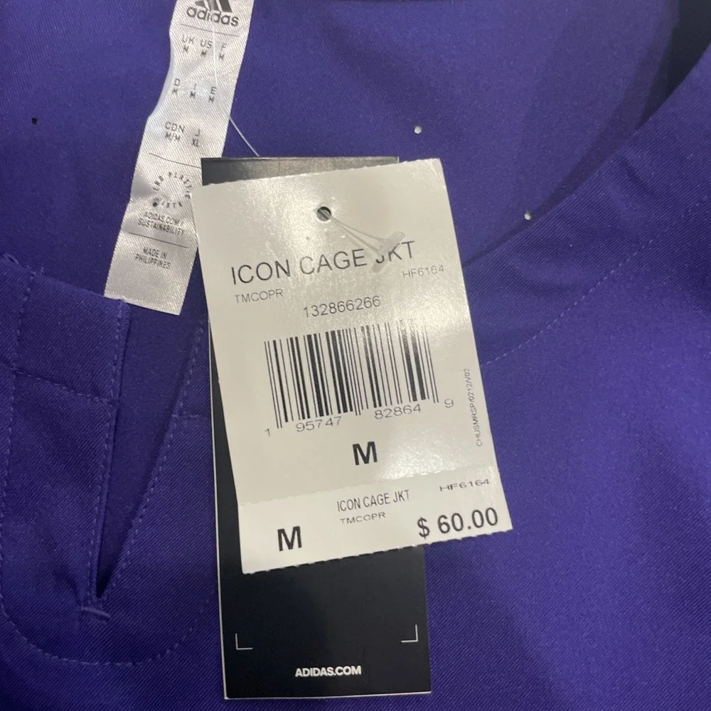 Adidas M Men's Icon Short Sleeve Cage Jacket Perforated HF6160 Purple NWT